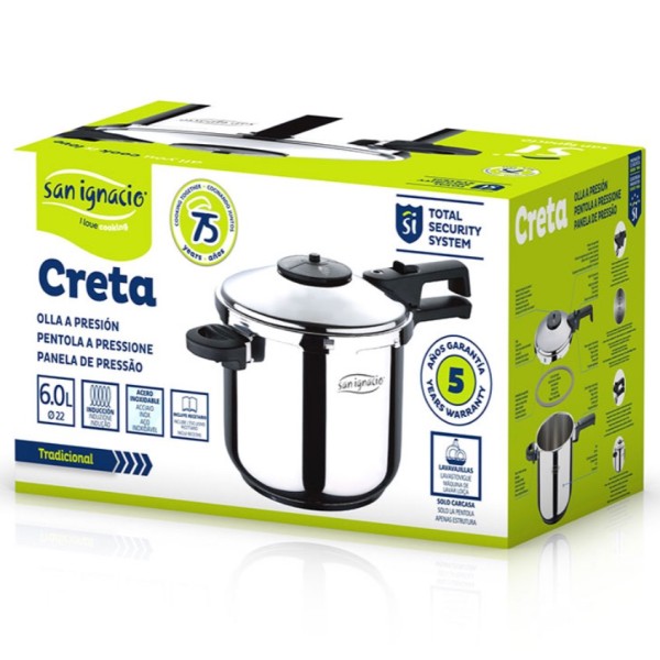 Olla a presión 6 l acero inoxidable creta ø22cm