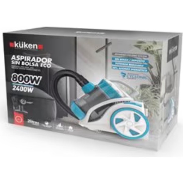 Aspirador s/bolsa kuken 800w azul